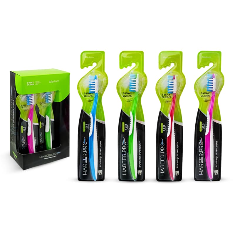 מברשת שיניים חריר פרו HAREER PRO 3WAY CLEAN MEDIUM