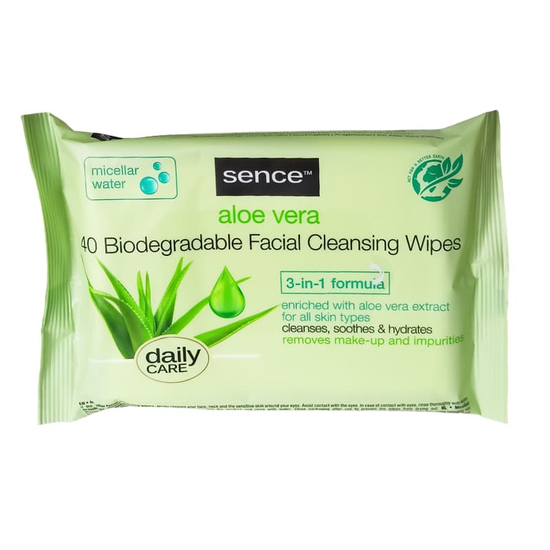 מגבונים מסיר איפור סנס SENCE WIPES ALOE 40 PCS