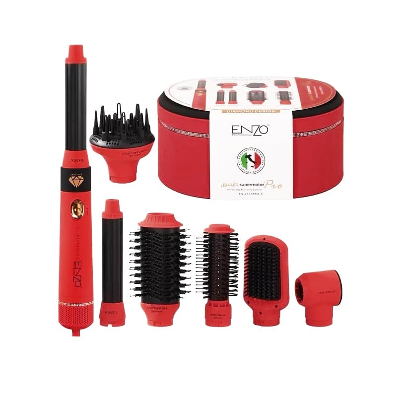 طقم مشاطه حراريه دايسون ENZO SUPERMOTOR PRO 7PCS